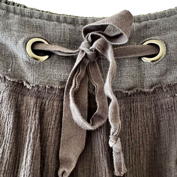 Free People Bohemian Festival Tiered Drawstring Pleated Color Block Skirt SZ L - Picture 2 of 12